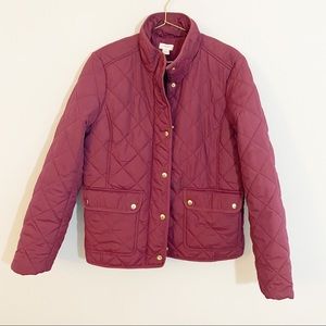 Jcrew Maroon Quilted Puffer Coat Large